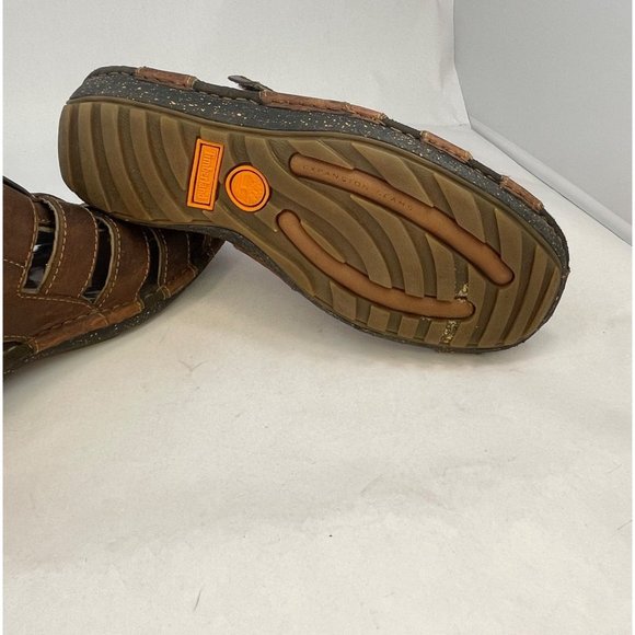 Timberland Mens Sandals Brown Leather Peep Toe Hook & Loop size  8 - Picture 7 of 8